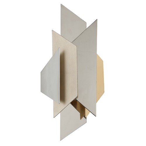 Corbett Lighting Modernist Sconce in Polished Stainless with Silver & Gold Leaf by Corbett Lighting 207-11