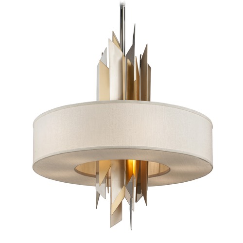 Corbett Lighting Modernist Pendant in Polished Stainless & Silver & Gold Leaf by Corbett Lighting 207-48