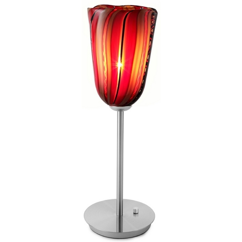 Oggetti Lighting Amore Satin Nickel Table Top Torchiere Lamp by Oggetti Lighting 18-927/RED