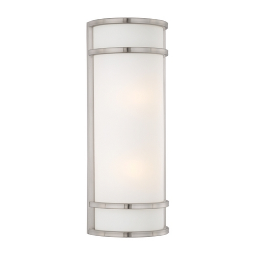 Minka Lavery Outdoor Wall Light with White Glass in Brushed Stainless Steel by Minka Lavery 9803-144