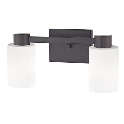 Design Classics Lighting 2-Light White Glass Bathroom Vanity Light Bronze 2102-220 GL1028C