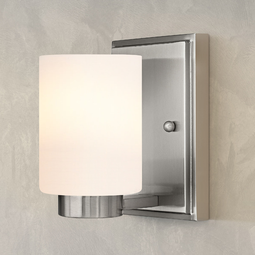 Hinkley Sconce with White Glass in Brushed Nickel Finish 5050BN
