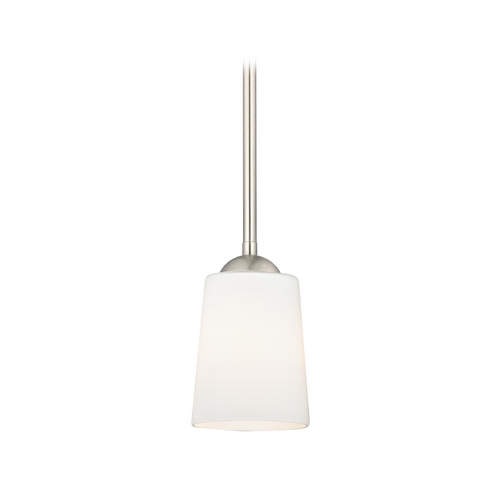 Design Classics Lighting Satin Nickel Mini-Pendant Light with Satin White Glass 581-09 GL1027