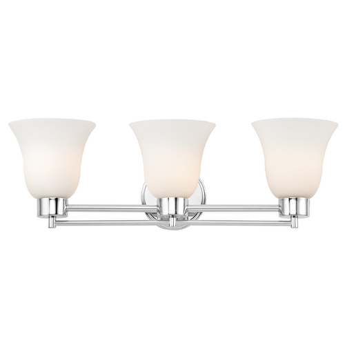 Design Classics Lighting Modern Bathroom Light with White Glass in Chrome Finish 703-26 GL9222-WH