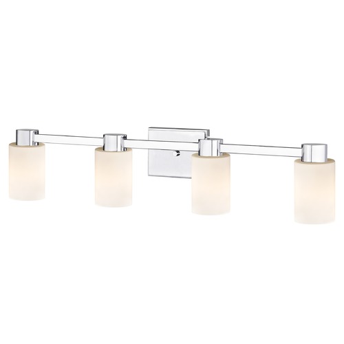 Design Classics Lighting 4-Light White Glass Bathroom Vanity Light Chrome 2104-26 GL1028C