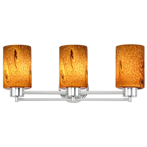 Design Classics Lighting Modern Bathroom Light with Brown Art Glass in Chrome Finish 703-26 GL1001C