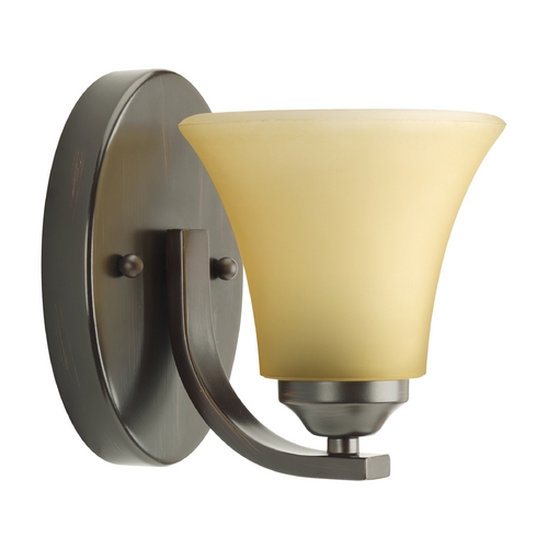 Progress Sconce Wall Light with Brown Glass in Antique Bronze Finish P2008-20 Destination ...