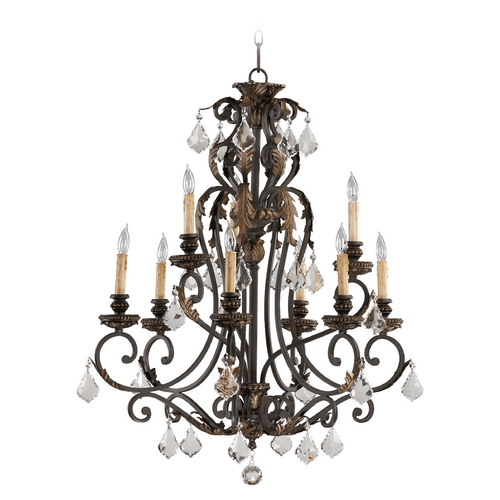 Quorum Lighting Rio Salado Toasted Sienna with Mystic Silver Chandelier by Quorum Lighting 6157-9-44