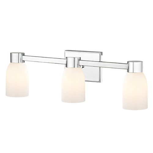 Design Classics Lighting 3-Light White Glass Bathroom Vanity Light Chrome 2103-26 GL1028D