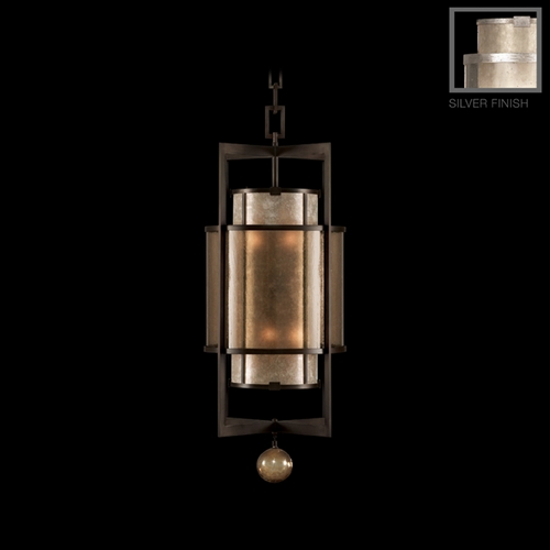 Fine Art Lamps Fine Art Lamps Singapore Moderne Silver Leaf Pendant Light with Cylindrical Shade 591240-2ST