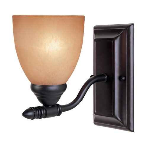 Sconce Wall Light with Amber Glass in Oil Rubbed Bronze Finish 94001-ORB Destination Lighting