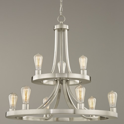 Design Classics Lighting Rio 9-Light Chandelier in Satin Nickel without Glass 163-09