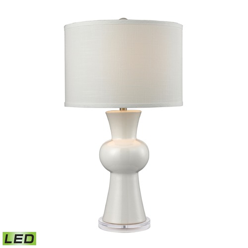 Elk Lighting Dimond Lighting Gloss White LED Table Lamp with Drum Shade D2618-LED