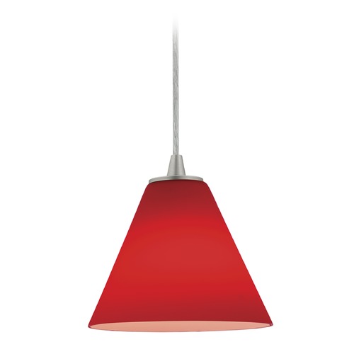 Access Lighting Martini Brushed Steel LED Mini Pendant by Access Lighting 28004-3C-BS/RED