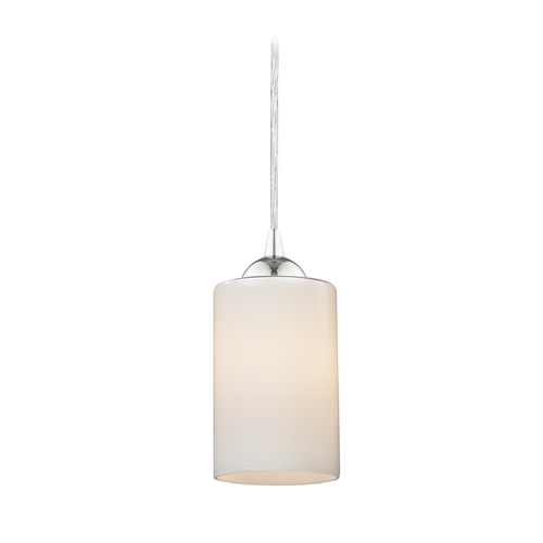 Design Classics Lighting Contemporary Mini-Pendant Light with Opal White Cylinder Glass 582-26 GL1024C