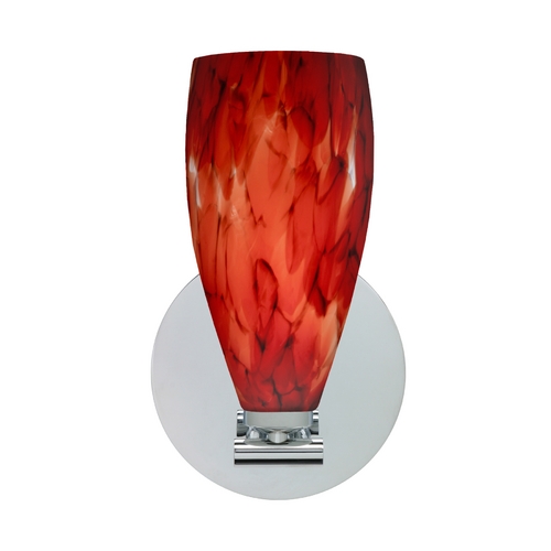Besa Lighting Modern Sconce Wall Light Red Glass Polished Nickel by Besa Lighting 1SX-719841-PN