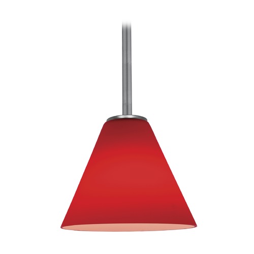 Access Lighting Martini Brushed Steel LED Mini Pendant by Access Lighting 28004-3R-BS/RED