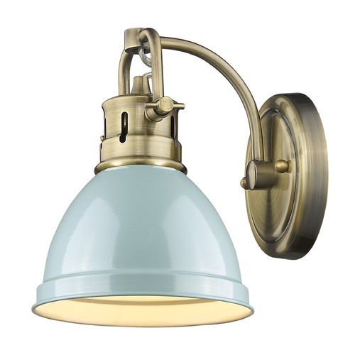 Golden Lighting Duncan Wall Sconce in Aged Brass & Seafoam by Golden Lighting 3602-BA1 AB-SF