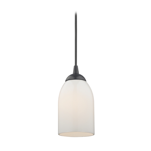 Design Classics Lighting Mini-Pendant Light with Opal White Glass in Black Finish 582-07 GL1024D