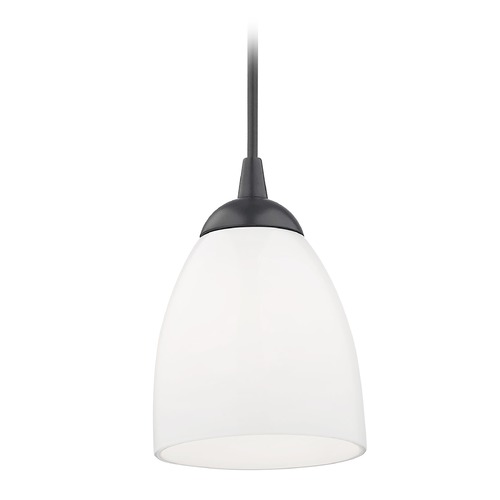 Design Classics Lighting Black Mini-Pendant Light with Opal White Bell Glass 582-07  GL1024MB