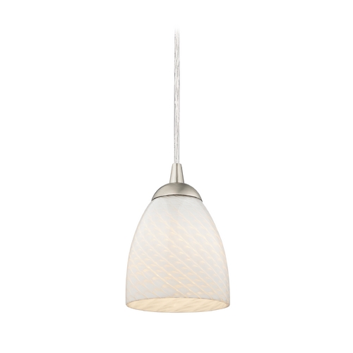 Design Classics Lighting Modern Nickel Mini-Pendant Light with Art Glass Bell Shade 582-09 GL1020MB