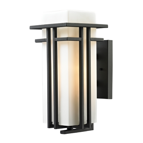 Elk Lighting Outdoor Wall Light with White Glass in Textured Matte Black Finish 45086/1