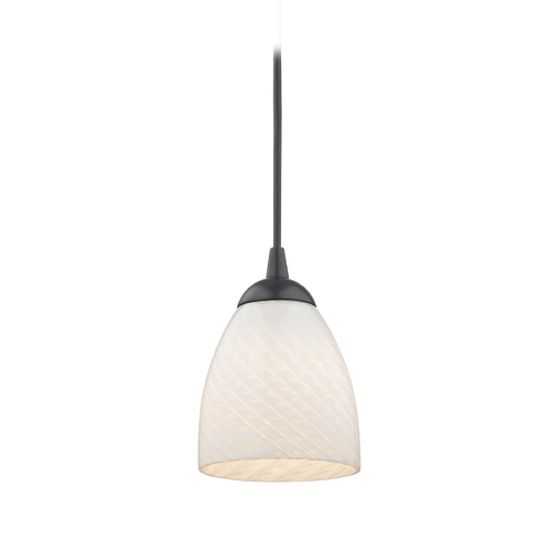 Design Classics Lighting Contemporary Mini-Pendant Light with White Scalloped Art Glass 582-07  GL1020MB