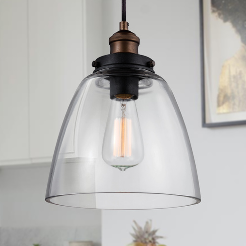 Visual Comfort Studio Collection Baskin 9-Inch Pendant in Painted Aged Brass & Weathered Zinc by Visual Comfort Studio P1349PAGB/DWZ