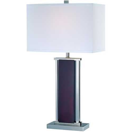 Lite Source 26 x 14 Table Lamp in Polished Steel/Dark Walnut