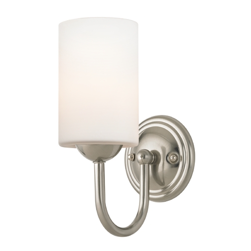 Design Classics Lighting Sconce with White Glass in Satin Nickel Finish 593-09 GL1028C