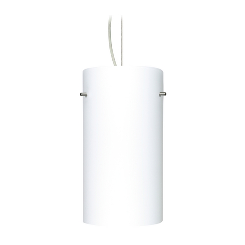 Besa Lighting Modern Pendant Light White Glass Satin Nickel by Besa Lighting 1KX-412007-SN