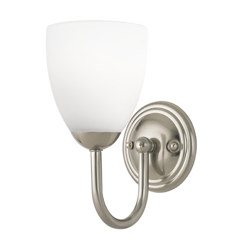 Design Classics Lighting Sconce with White Glass in Satin Nickel Finish 593-09 GL1028MB