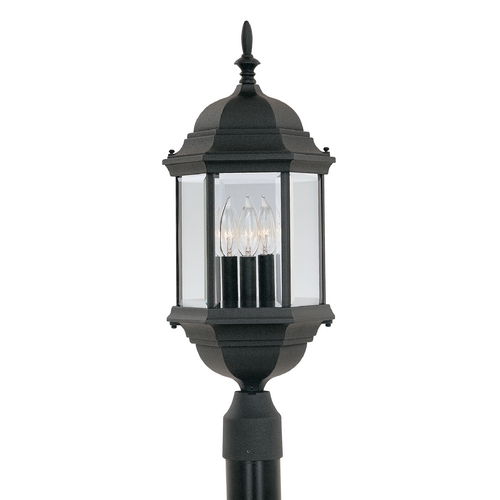 Designers Fountain Lighting Post Light with Clear Glass in Black Finish 2986-BK