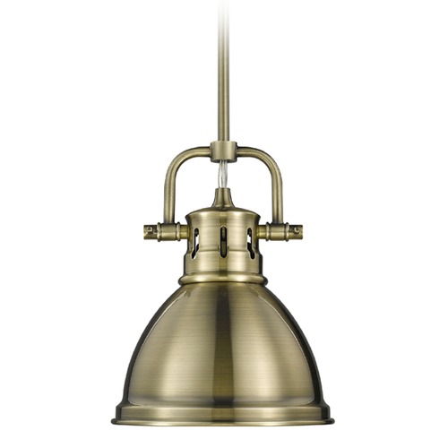 Golden Lighting Duncan Mini Pendant in Aged Brass by Golden Lighting 3604-M1L AB-AB