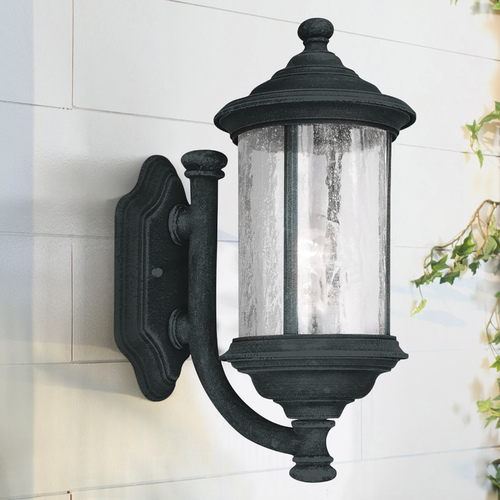 Dolan Designs Lighting Seeded Glass Outdoor Wall Light Black 15-Inch Dolan Designs 915-50