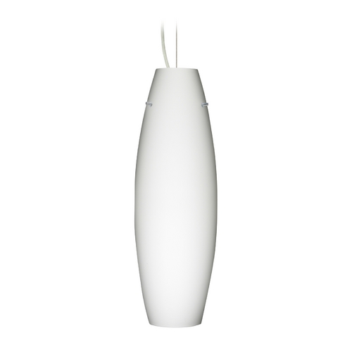 Besa Lighting Modern Pendant Light White Glass Satin Nickel by Besa Lighting 1KX-412707-SN