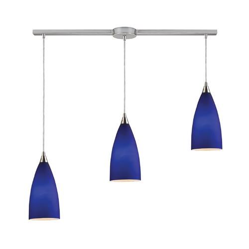 Elk Lighting Modern Multi-Light Pendant Light with Blue Glass and 3-Lights 2581/3L