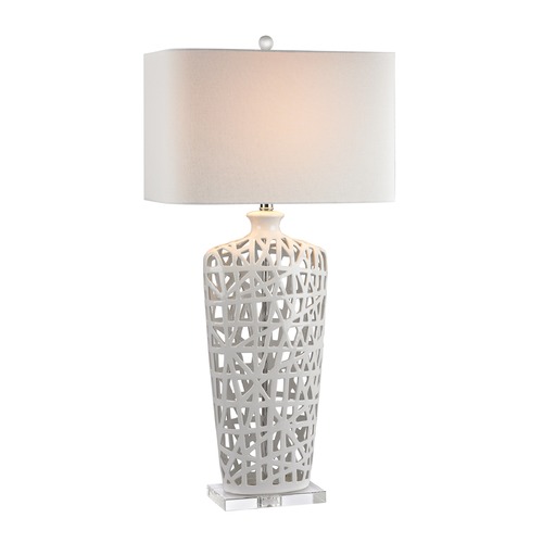 Elk Lighting Dimond Lighting Gloss White Table Lamp with Rectangle Shade D2637