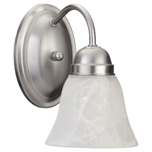 Quorum Lighting Satin Nickel Wall Sconce with Faux Alabaster Bell Glass by Quorum Lighting 5403-1-65