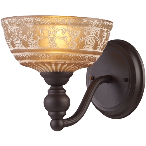 Elk Lighting Sconce Wall Light with Amber Glass in Oiled Bronze Finish 66190-1