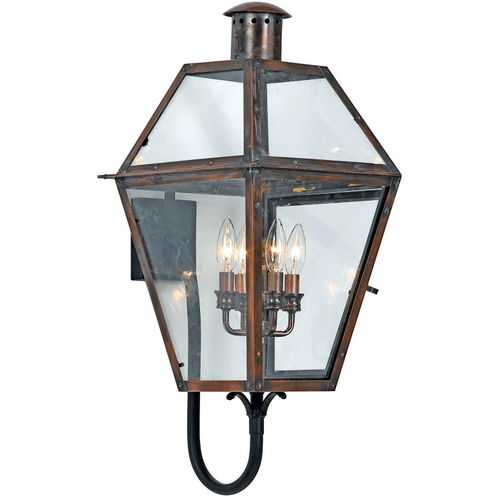 Quoizel Lighting Rue De Royal Outdoor Wall Light in Aged Copper by Quoizel Lighting RO8414AC