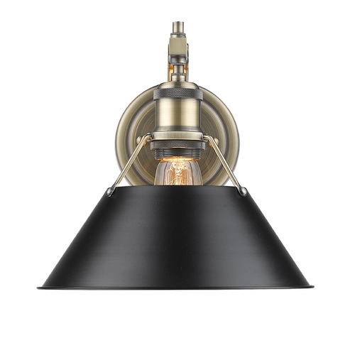 Golden Lighting Orwell Wall Sconce in Aged Brass & Black by Golden Lighting 3306-1W AB-BLK