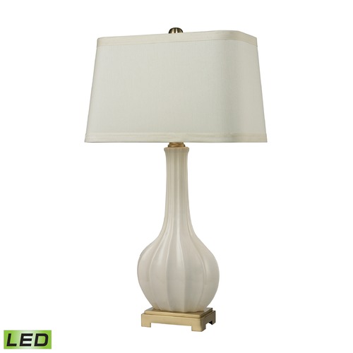 Elk Lighting Dimond Lighting Cream Glaze, Antique Brass LED Table Lamp with Rectangle Shade D2596-LED