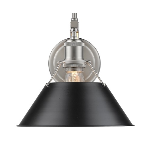 Golden Lighting Orwell Wall Sconce in Pewter & Black by Golden Lighting 3306-1W PW-BLK