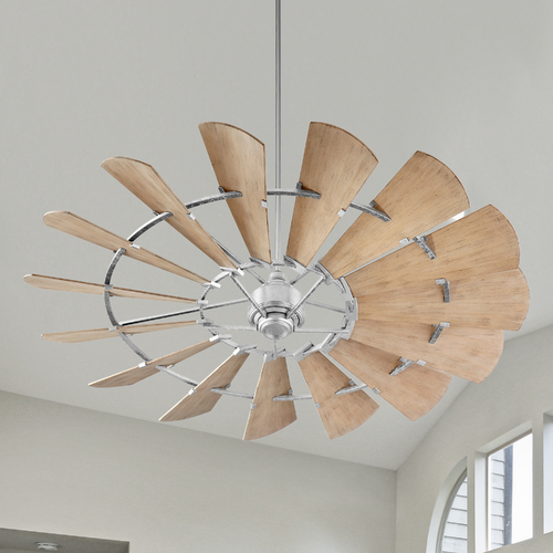 Quorum Lighting 72-Inch Windmill Galvanized Fan with Weathered Oak Blades by Quorum Lighting 197215-9