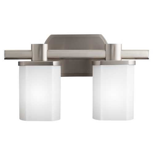 Kichler Brushed Nickel Modern Bathroom Light with White Glass 5052NI Destination Lighting