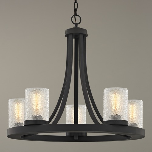 Design Classics Lighting Rio 5-Light Chandelier in Bronze with Cylinder Ice Glass 162-78 GL1060C