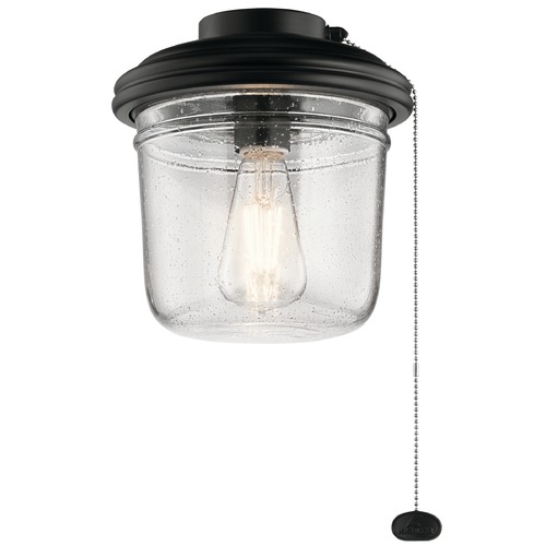 Kichler Lighting LED Ceiling Fan Seeded Glass Light Satin Black by Kichler Lighting 380915SBK