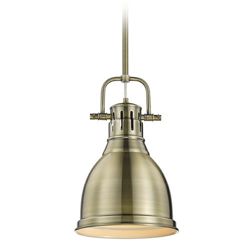 Golden Lighting Duncan Small Pendant in Aged Brass by Golden Lighting 3604-S AB-AB