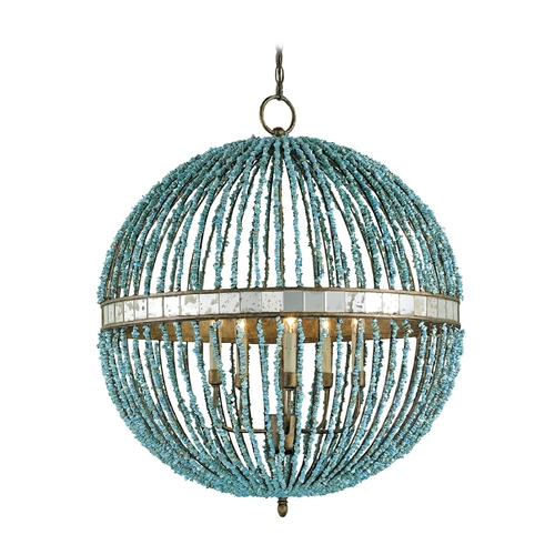 Currey and Company Lighting Alberto 28-Inch Orb Chandelier in Turquoise by Currey & Company 9763